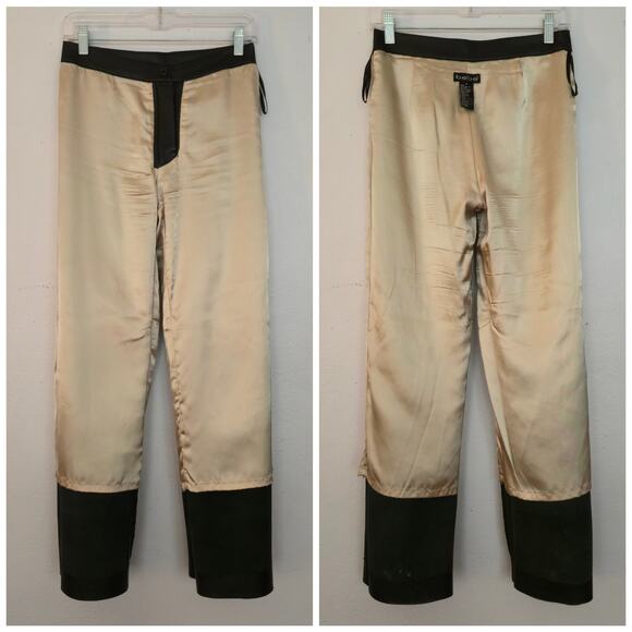 Vintage 90s Bebe Black Genuine Leather Trouser 4 Wide Leg Edgy Classic Wardrobe - Picture 3 of 14